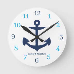Anchor & Adventure Round Clock