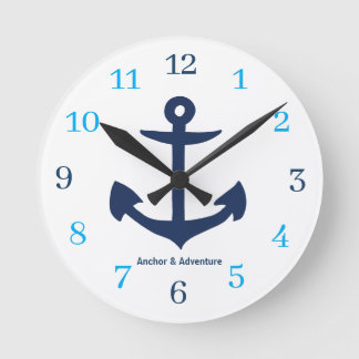 Anchor & Adventure Round Clock