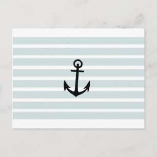 Anchor and Beach Hut Blue Stripes Postcard