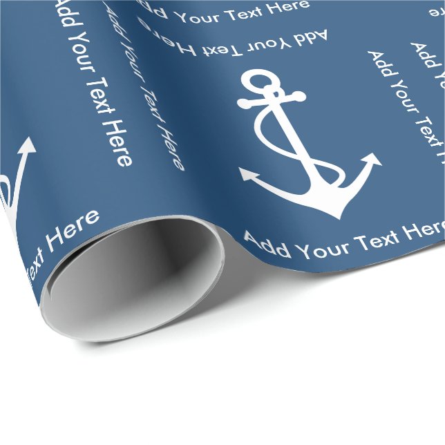Anchor and Custom Text Sailor Birthday Wrapping Paper (Roll Corner)