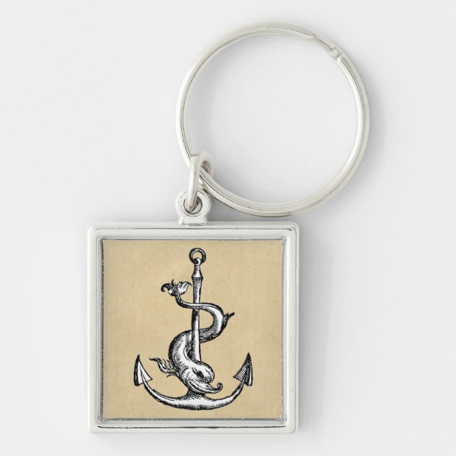 Anchor and Dolphin - Festina Lente Key Ring (Front)