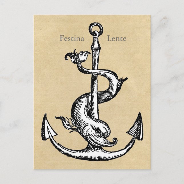 Anchor and Dolphin - Festina Lente Postcard (Front)