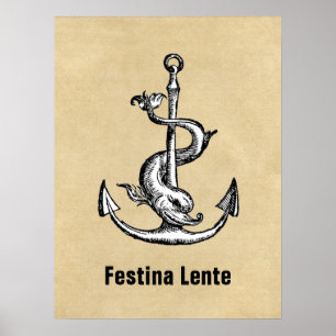 Anchor and Dolphin - Festina Lente Poster