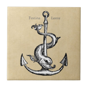 Anchor and Dolphin - Festina Lente Tile
