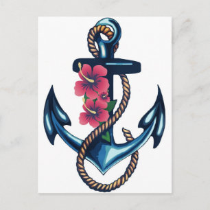 Anchor and Flowers Postcard