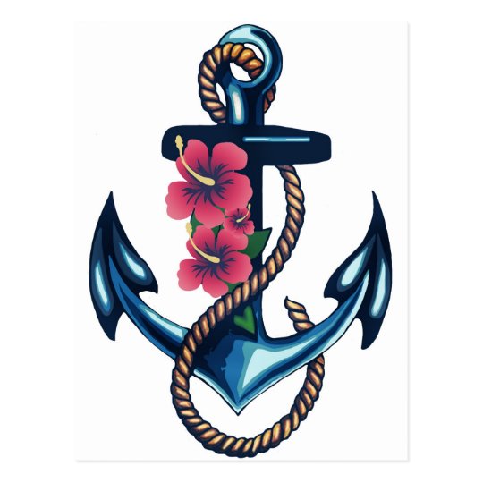 Anchor and Flowers Postcard