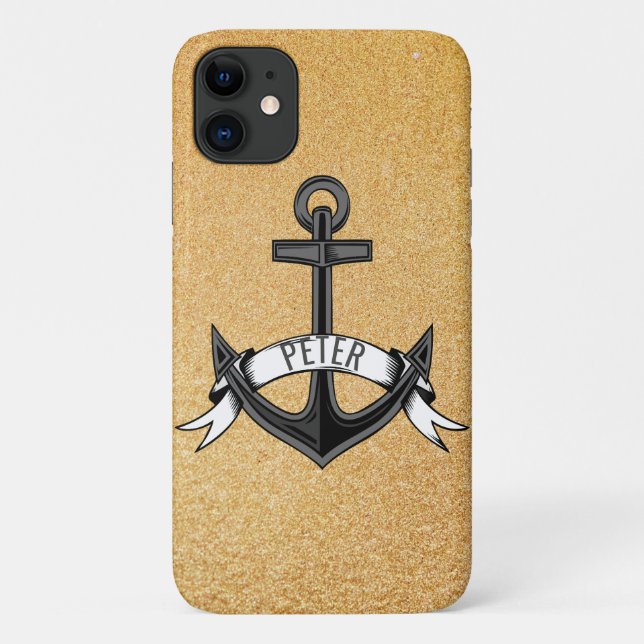 Anchor And Gold Glitter Case-Mate iPhone Case (Back)