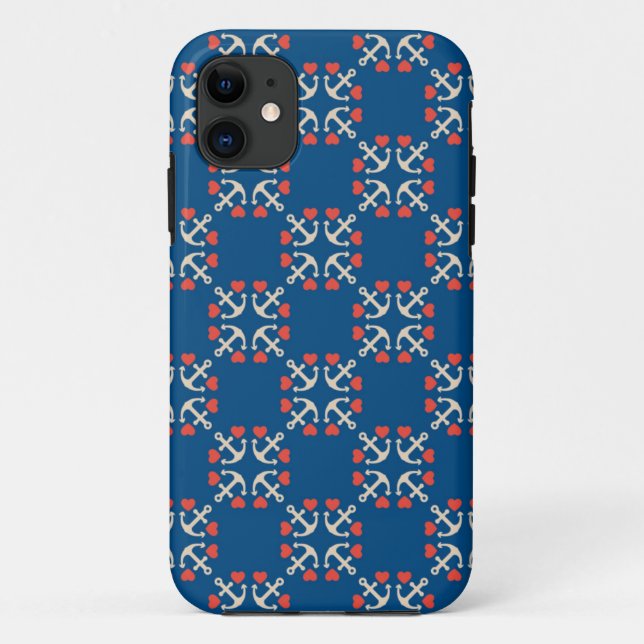 Anchor And Heart Pattern Case-Mate iPhone Case (Back)