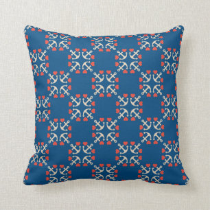 Anchor And Heart Pattern Cushion