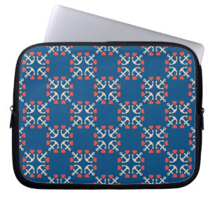 Anchor And Heart Pattern Laptop Sleeve