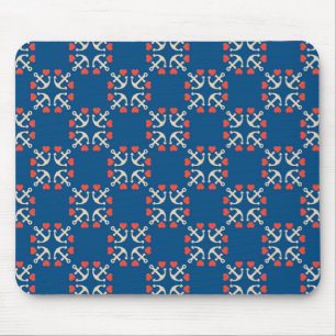 Anchor And Heart Pattern Mouse Mat