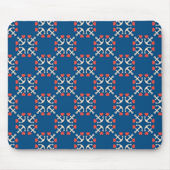 Anchor And Heart Pattern Mouse Mat (Front)