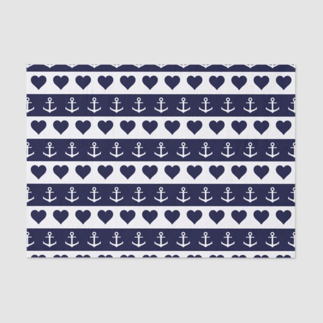 Anchor and heart pattern on custom background tissue paper (Front)