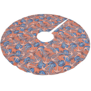 Anchor And Jellyfish Pattern Brushed Polyester Tree Skirt