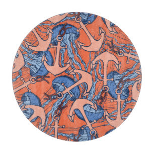 Anchor And Jellyfish Pattern Cutting Board