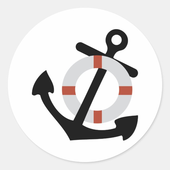 anchor and lifesaver classic round sticker (Front)