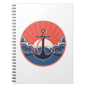 Anchor And Sea Wave Pattern Notebook