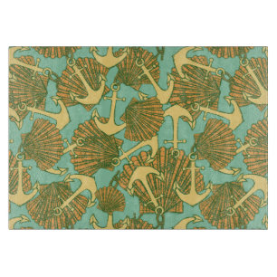 Anchor And Shells In Vintage Style Pattern Cutting Board