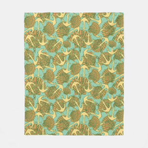 Anchor And Shells In Vintage Style Pattern Fleece Blanket