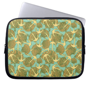 Anchor And Shells In Vintage Style Pattern Laptop Sleeve