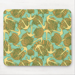 Anchor And Shells In Vintage Style Pattern Mouse Mat