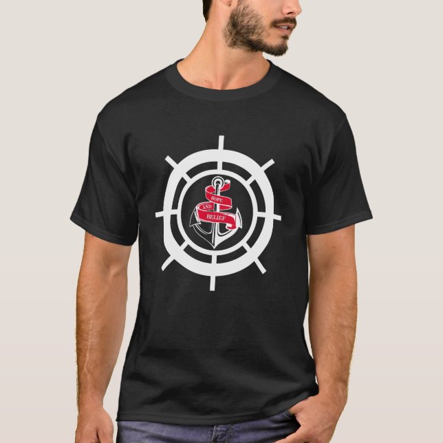 Anchor and steering wheel T-Shirt (Front)