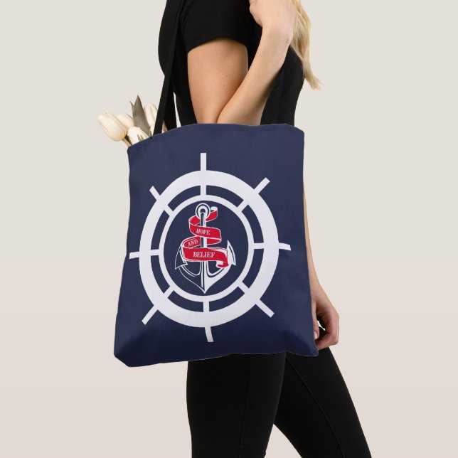 Anchor and steering wheel tote bag (Close Up)