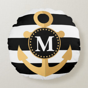 Anchor and Stripes Round Cushion