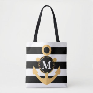 Anchor and Stripes Tote Bag