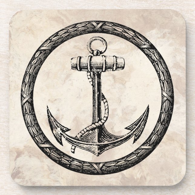 Anchor and Wreath Coaster (Front)