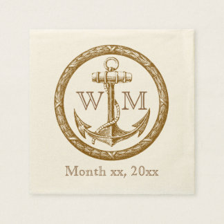 Anchor and Wreath Monogram Napkin