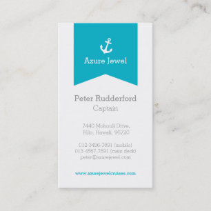 Anchor aqua blue white yacht business card