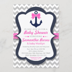 Anchor Baby Shower Customisable Invite - Nautical