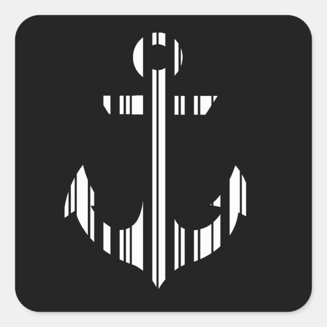 ANCHOR BAR CODE Boat Barcode Pattern Design Square Sticker (Front)