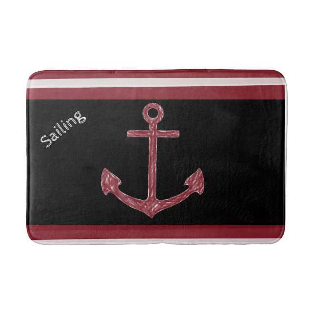 Anchor Beach House Boat Sailing Bathroom Bath Mat (Front)