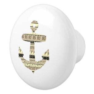 Anchor Beige Tribal Stripes Nautical Drawer knob