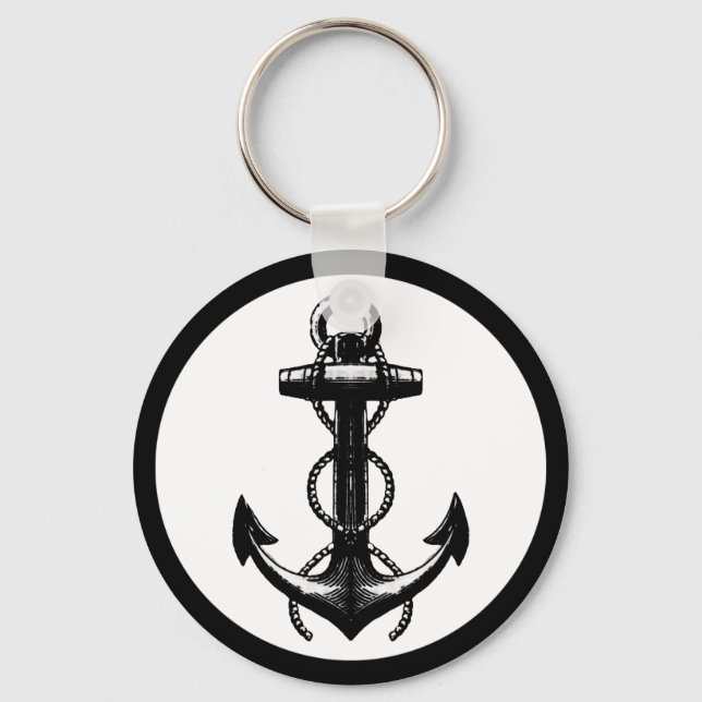 Anchor black and white key ring (Front)