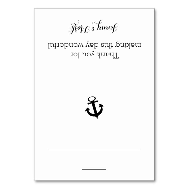 Anchor Black and White Seating Card (Front)