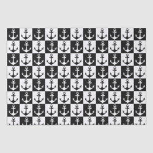 Anchor Black White Chequered Block Pattern Tissue Paper