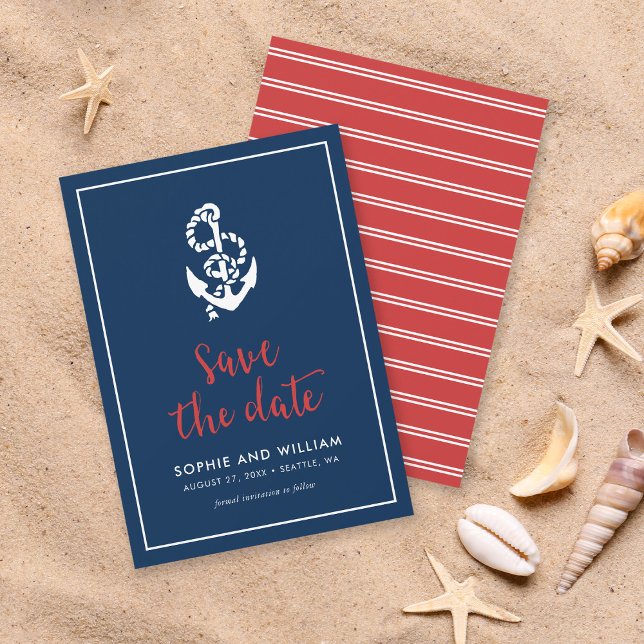 Anchor Blue and Red Script Save the Date (Creator Uploaded)