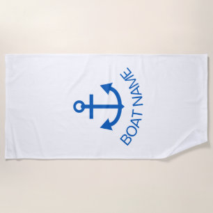 Anchor Blue Personalised Your Boat Name Beach Towel