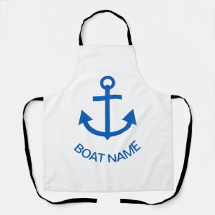Anchor Blue Personalised Your Boat Name Black Apron