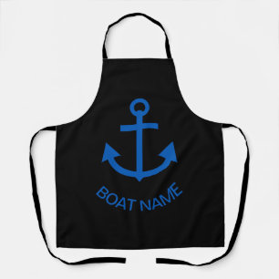 Anchor Blue Personalised Your Boat Name Black Apron