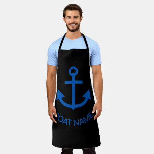 Anchor Blue Personalised Your Boat Name Black Apron