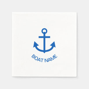 Anchor Blue Personalised Your Boat Name Napkin