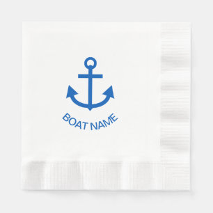 Anchor Blue Personalised Your Boat Name Napkin