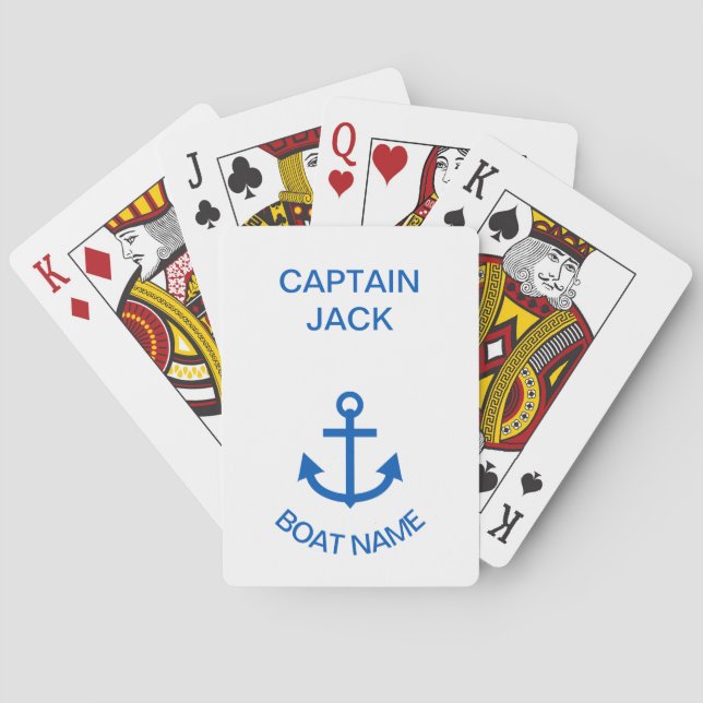 Anchor Blue Personalised Your Boat Name Playing Cards (Back)