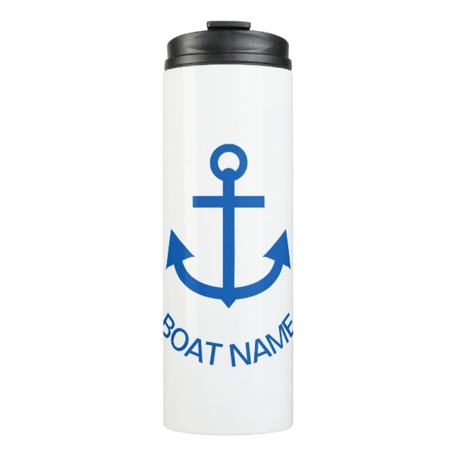 Anchor Blue Personalised Your Boat Name Thermal Tumbler (Front)