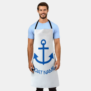 Anchor Blue Personalised Your Boat Name White Apron