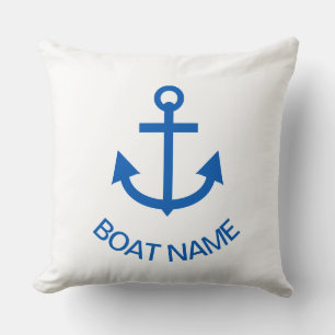 Anchor Blue Personalized Your Boat Name Cushion